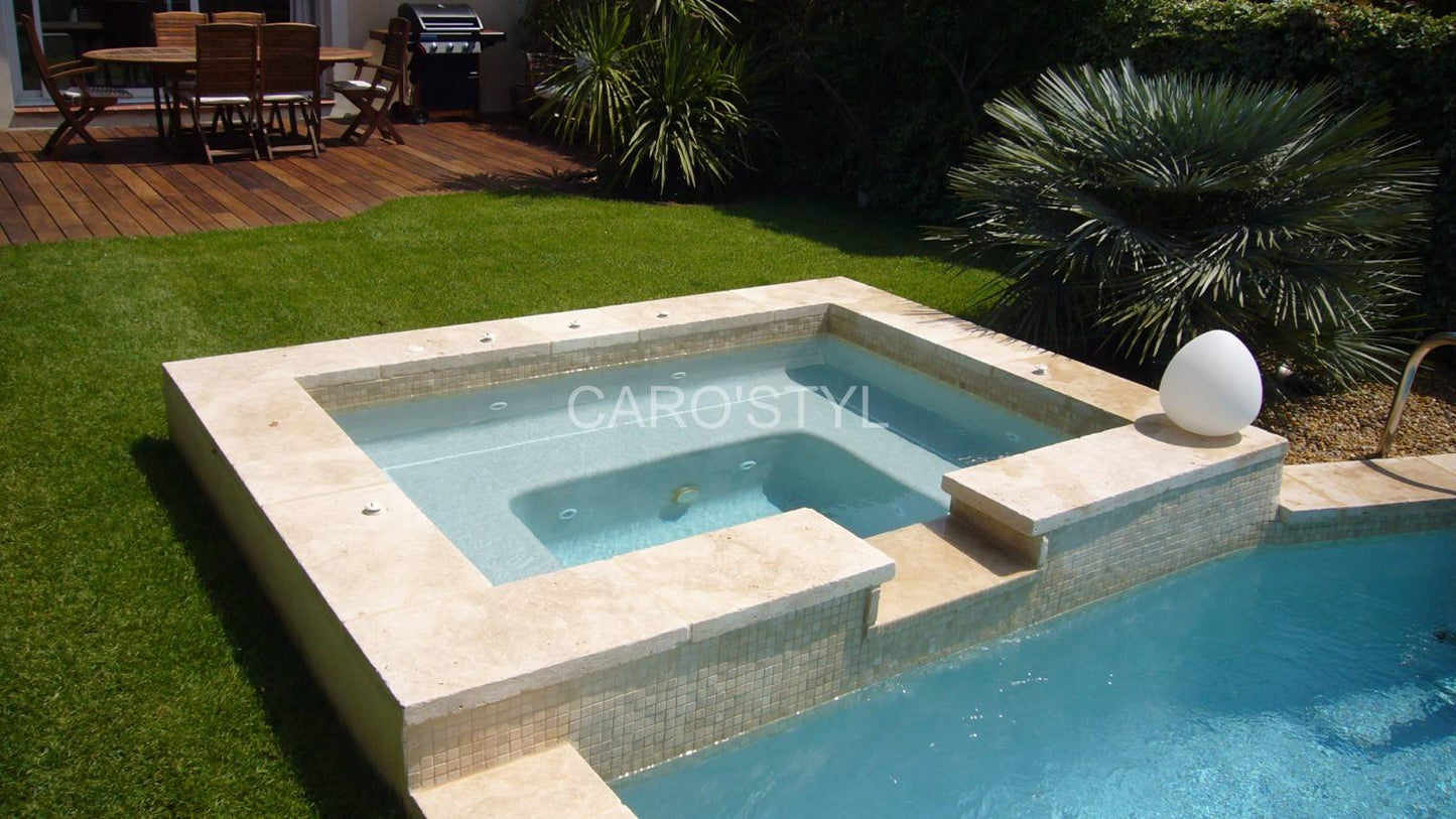 MARGELLE TRAVERTIN BEIGE 5 CM BORD DROIT